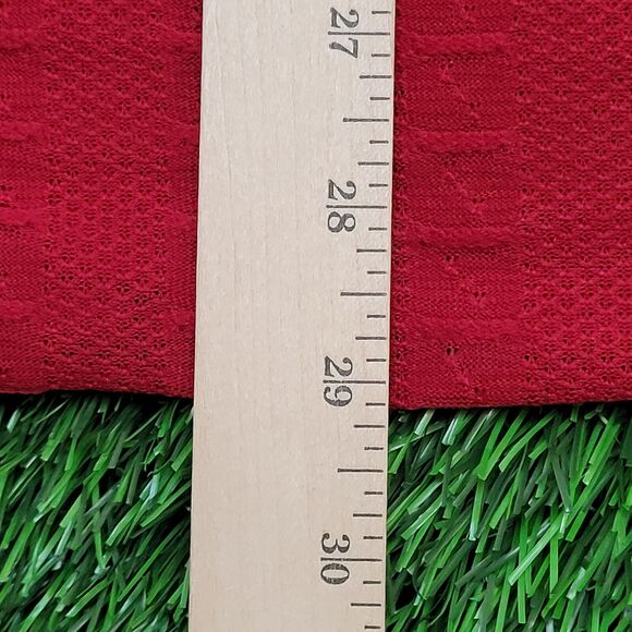 Vintage 70s Disco Hippie Button Shirt M/L 21x29 Red Textured - Picture 6 of 13